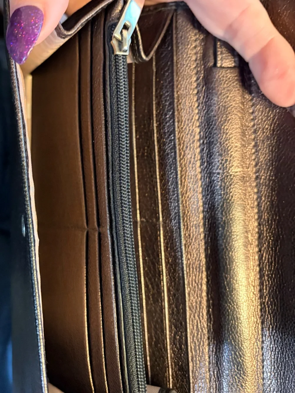 Salvatore Ferragamo Black Leather Wallet with Signature Silver Gancini